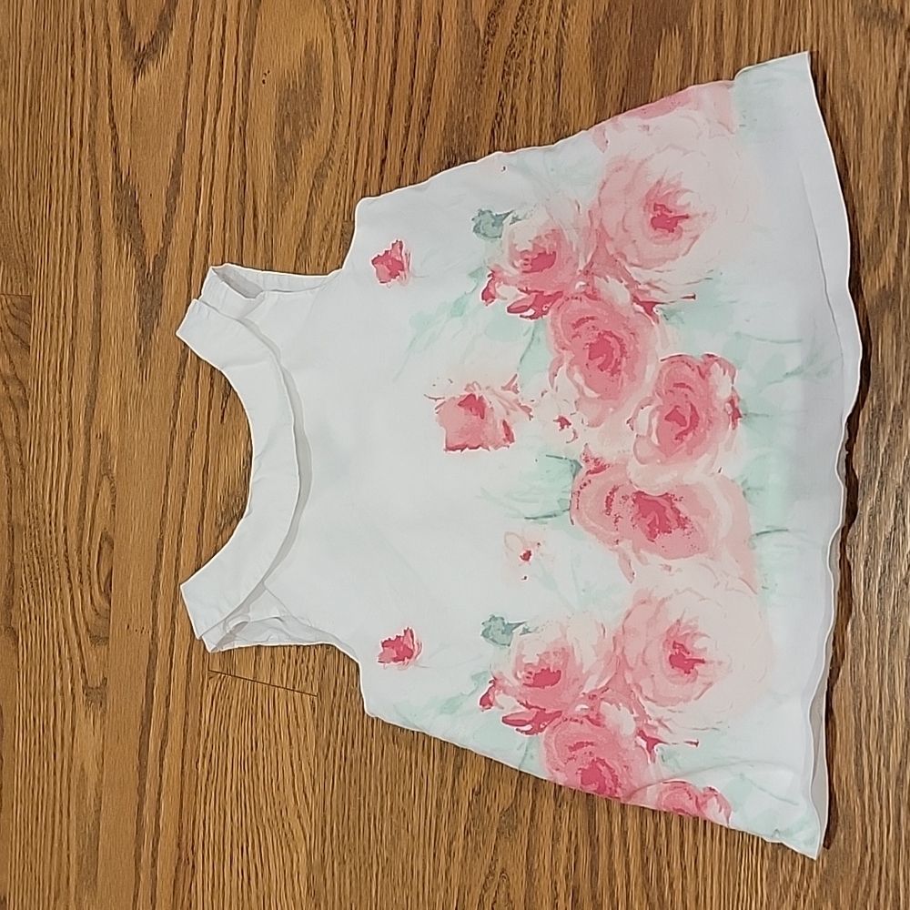 Janie and Jack White Sleeveless Floral Tank with Pink Roses